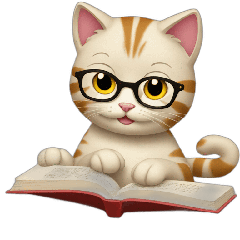 Cat reading book emoji