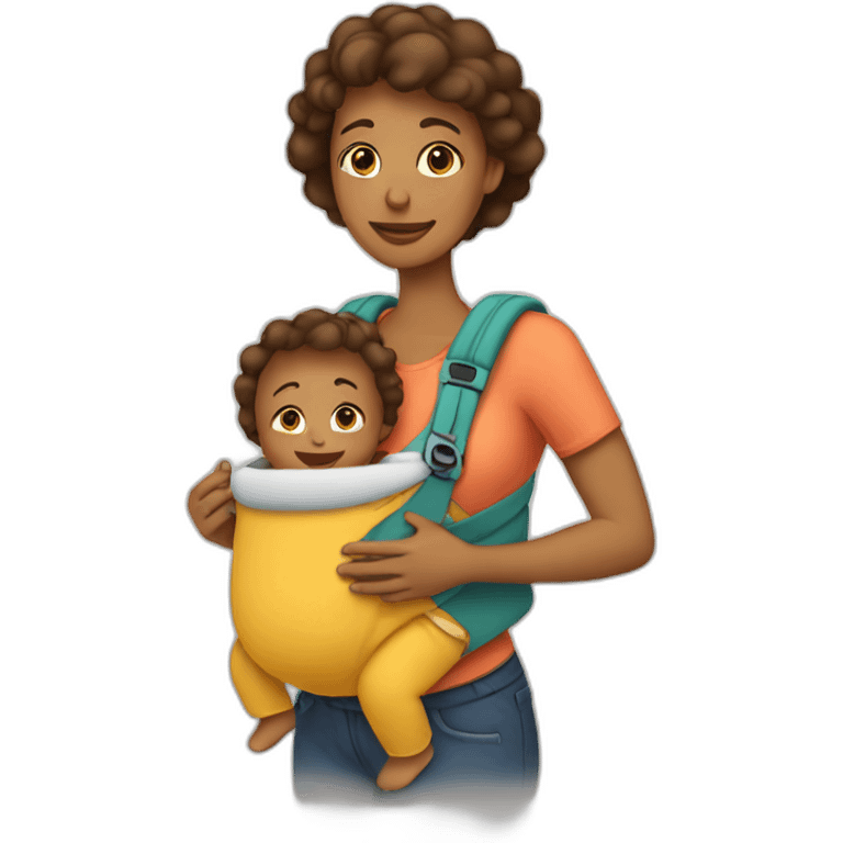 Mother carrying her baby in babycarrier emoji