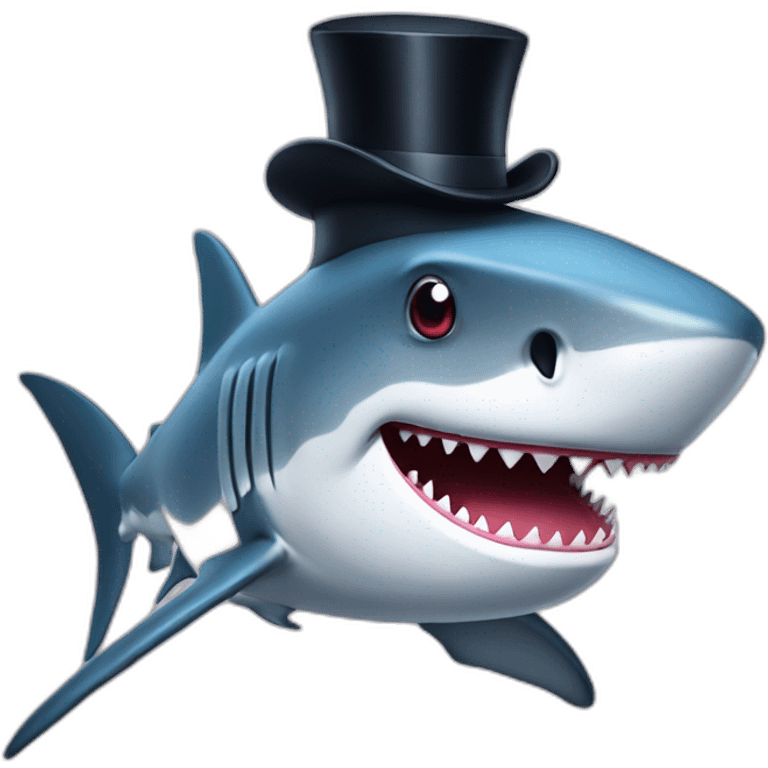 Shark with a top hat emoji