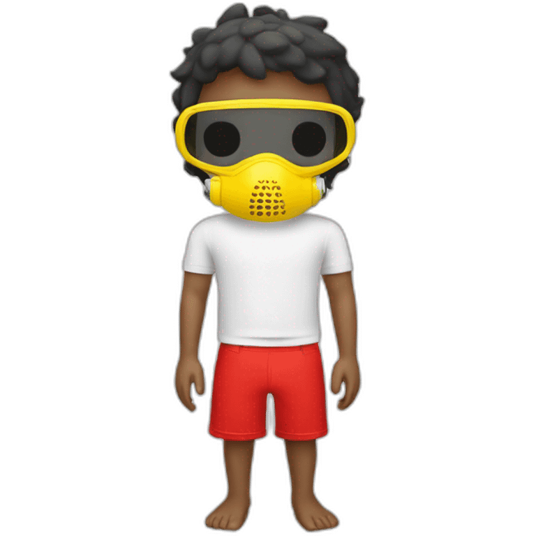 scuba boy with yellow diving mask, white t-shirts and red shorts emoji