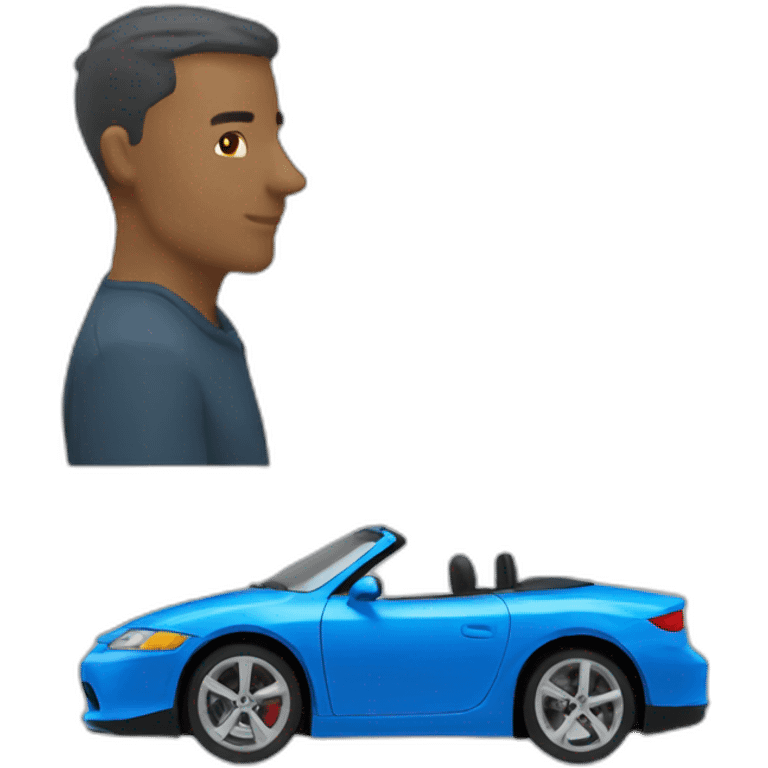 auto descapotable azul sideview emoji