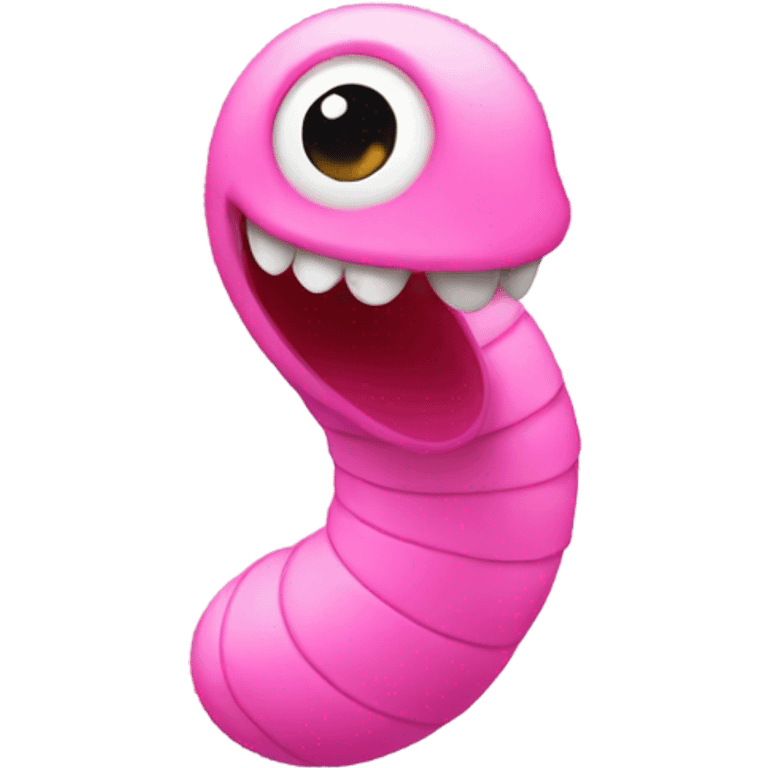 A pink worm emoji