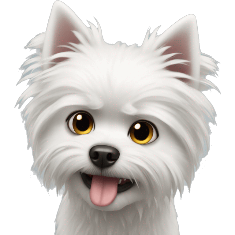 Small white dog that looks vicious  emoji