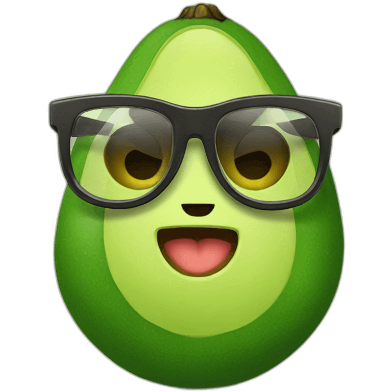 Cute gamer avocado with glasses emoji