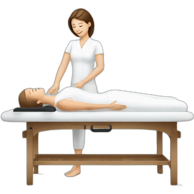 White female giving a professional massage with table emoji