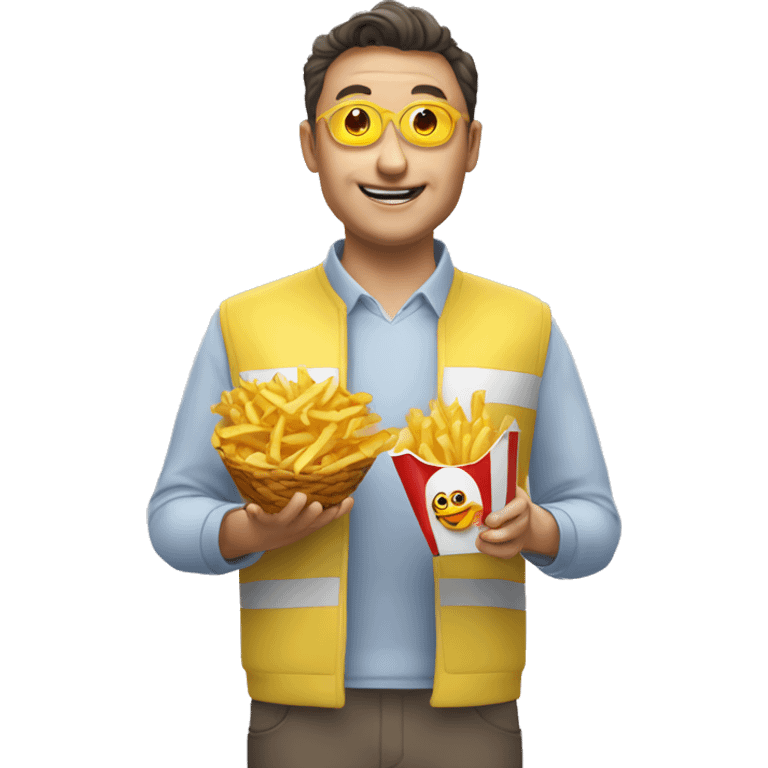 jul qui mange des frites avec un ovni emoji