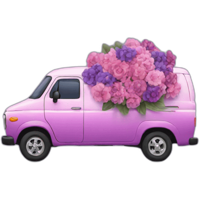 a bouquet van in pink and purple emoji