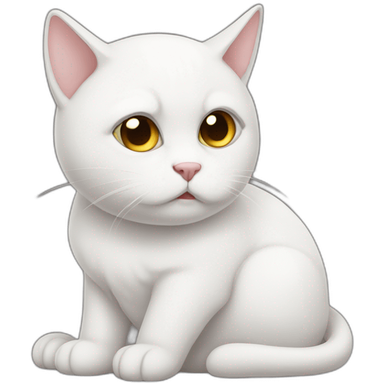 White gato sad emoji