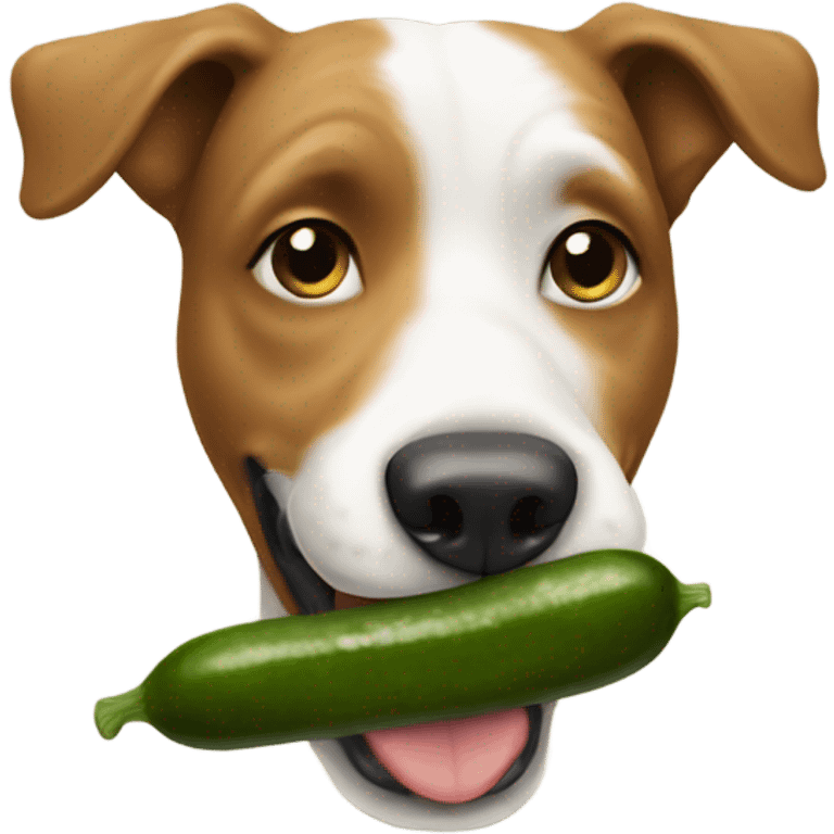 Dog eating pickle emoji