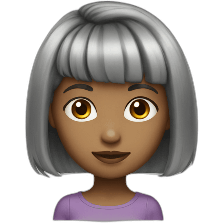 cute girl with bang hair color black emoji