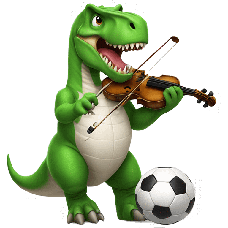 T-rex playing violino and soccer emoji