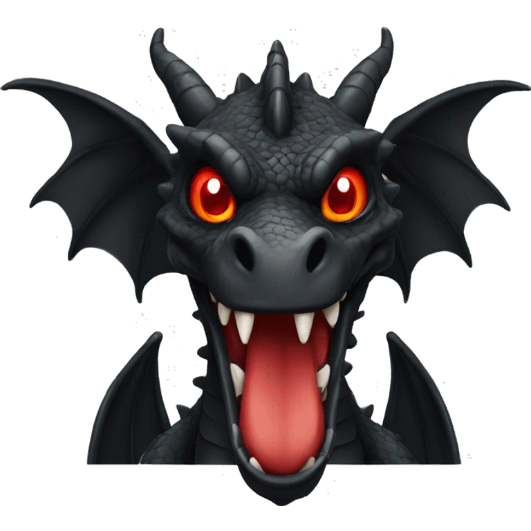 Black dragon with circle head and red eyes emoji