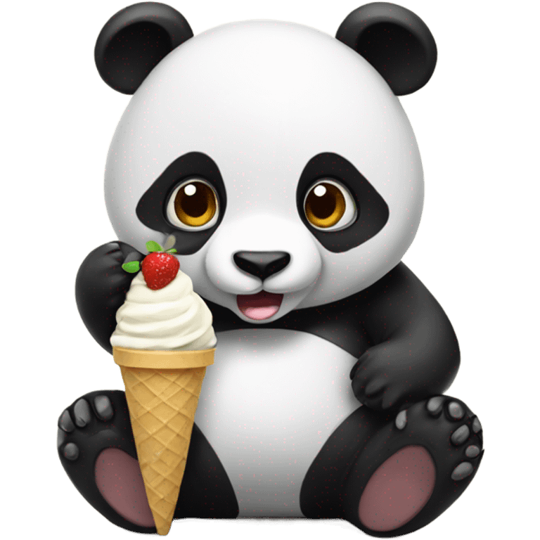 Panda eating ice cream emoji