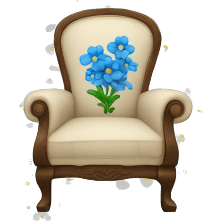 Arm chair with blue flowers emoji