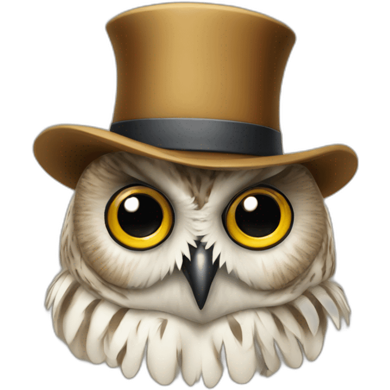 Owl with monocle and hat emoji