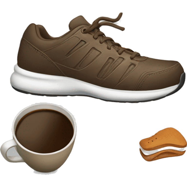 Sports shoes and coffee emoji