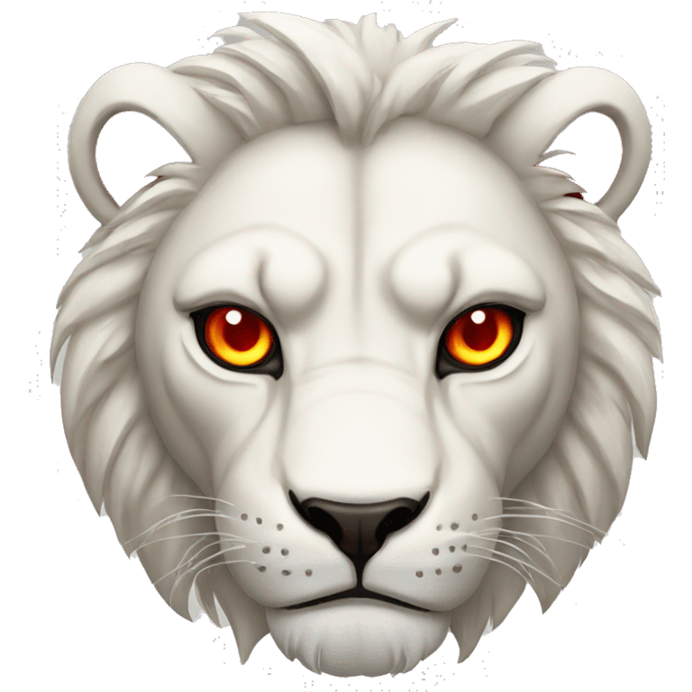 Angry white lion with red eyes  emoji