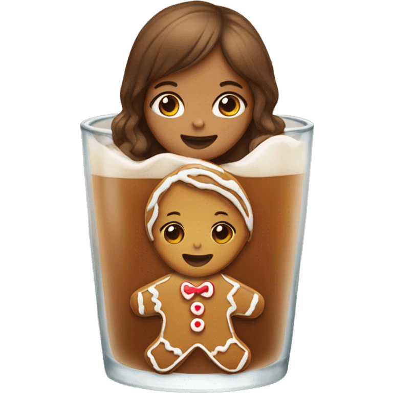 Girl drinking in a gingerbread glass  emoji