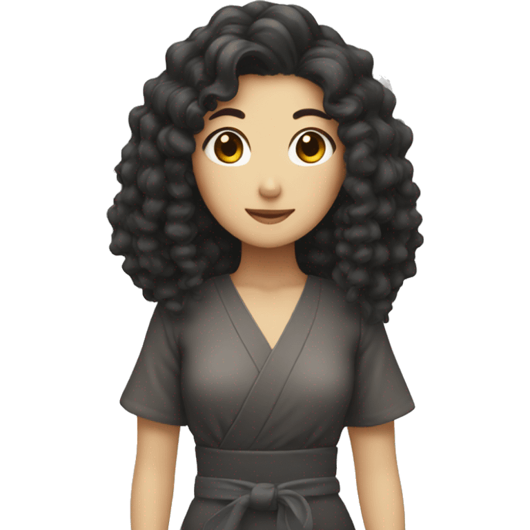 japanese woman with dark long curly hair emoji