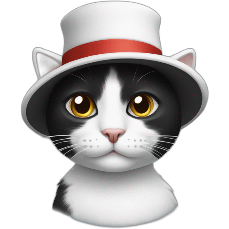 Black-white cat in hat emoji