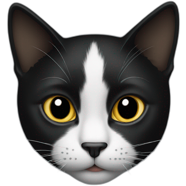 A black cat with white patch from nose to bottom emoji