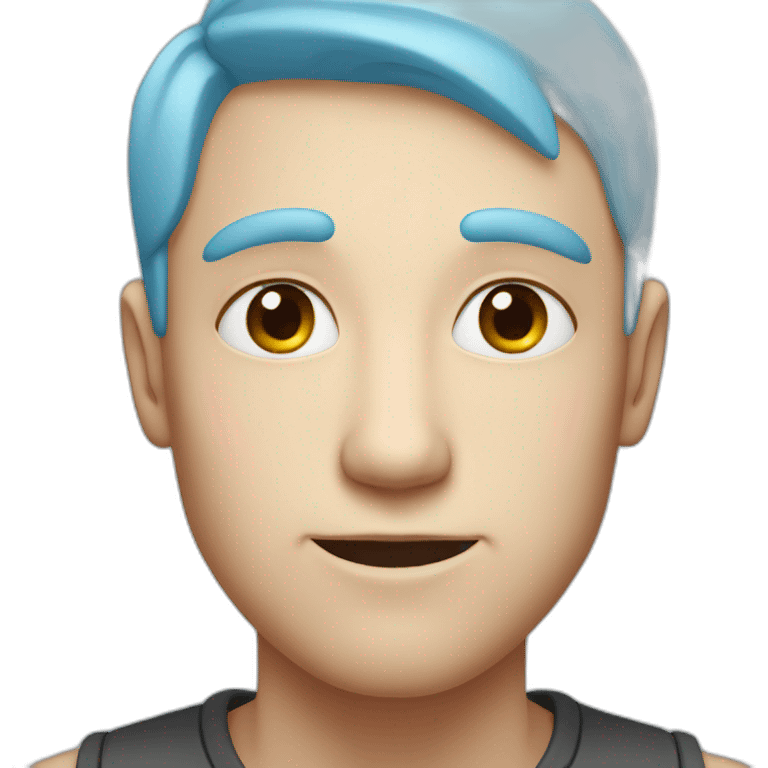 a guy with pink eyes and light blue hair emoji