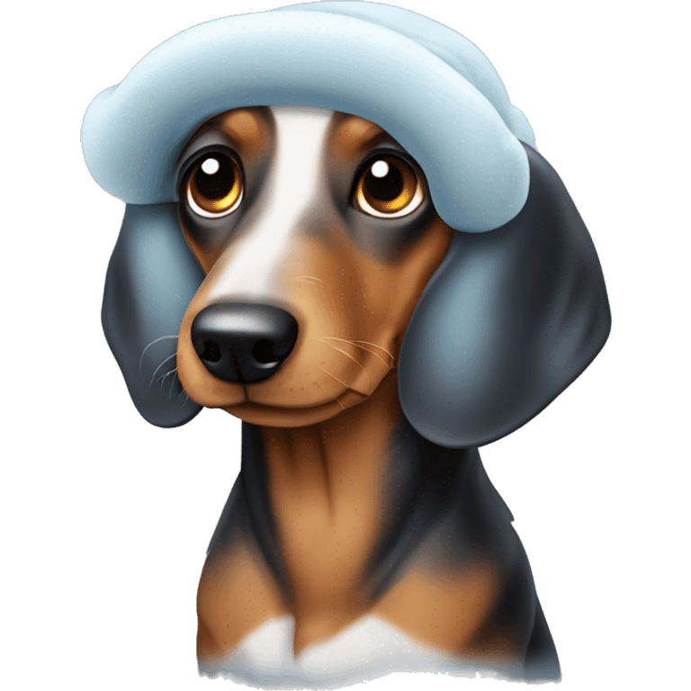 Frigid cold ice daschund emoji