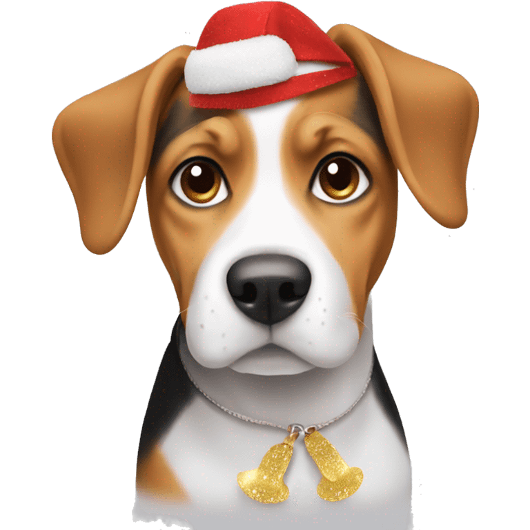 dog beagle with new year hat emoji