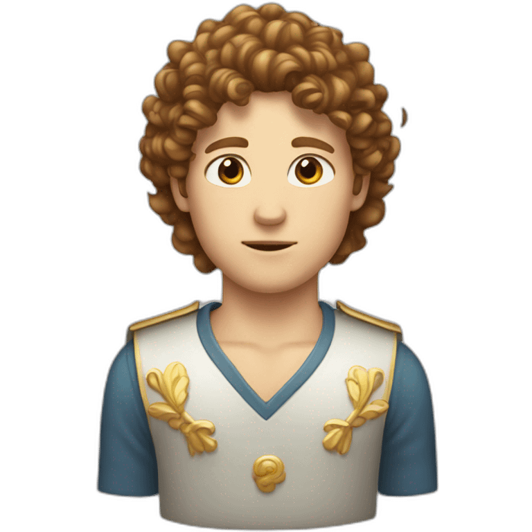 white boy with curly brown haired mullet with a crown on his head emoji