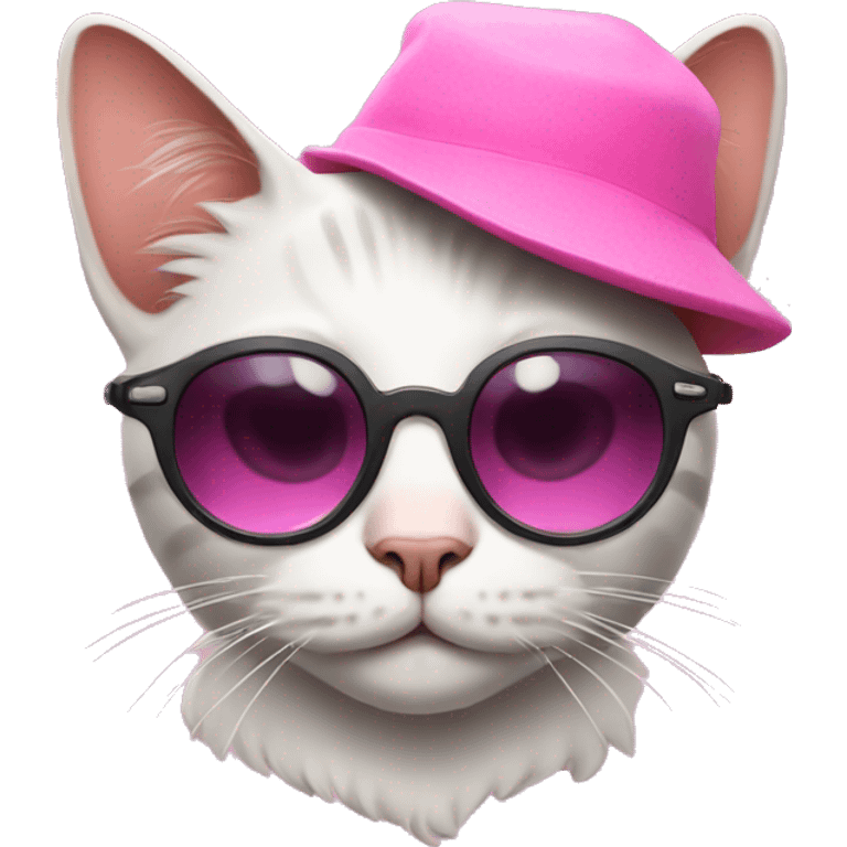 Cat with a pink hat n star sunglasses  emoji