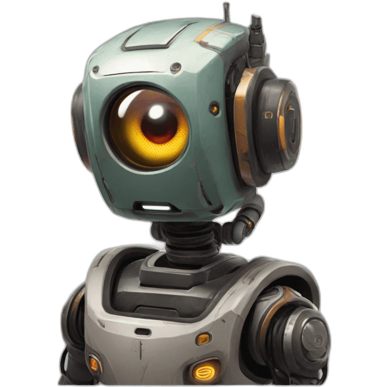 Robot called pathfinder from the game apex legends. Has one eye and a sort of tv screen on his body. Tall and very friendly emoji