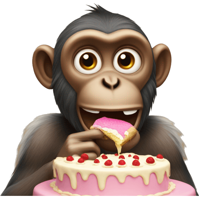 Monkey eating cake emoji