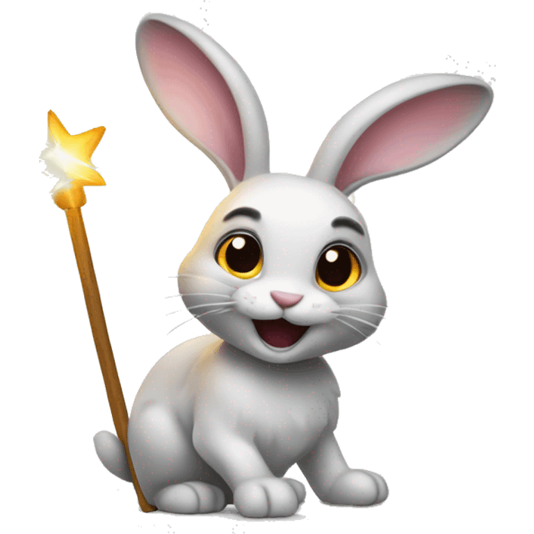 a rabbit with a magic wand emoji