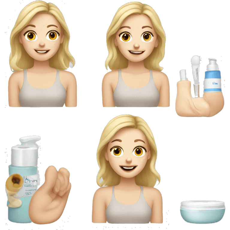 White girl doing skin care  emoji