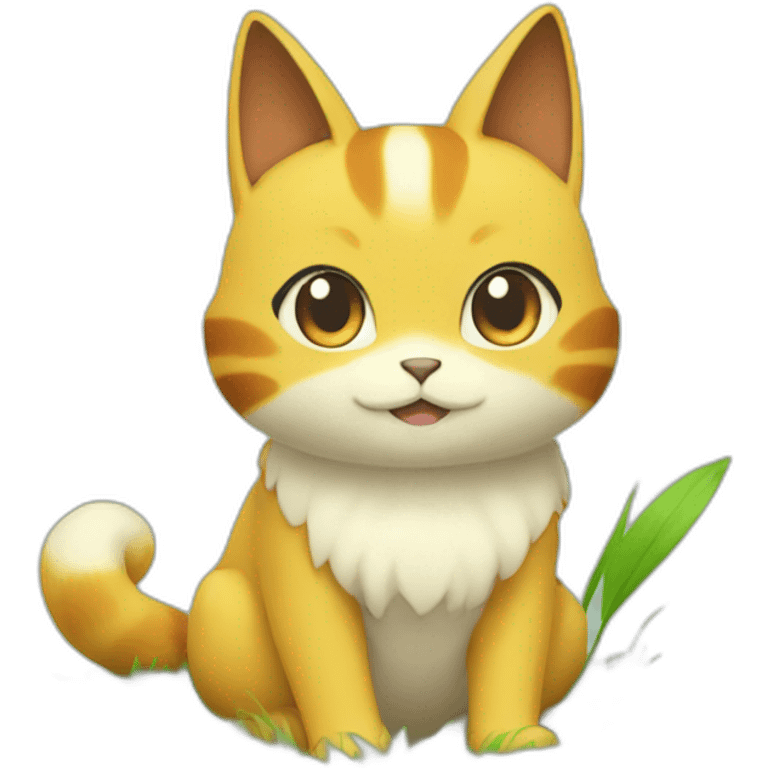 Sitting-bicolor-grass-type-pokemon-cat emoji