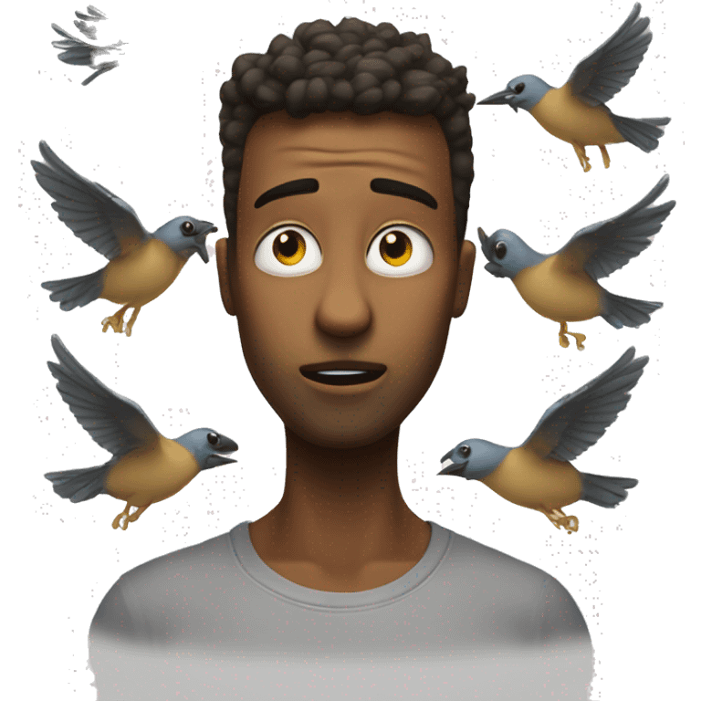 Emoji with birds flying around head confussed motionsick halo emoji