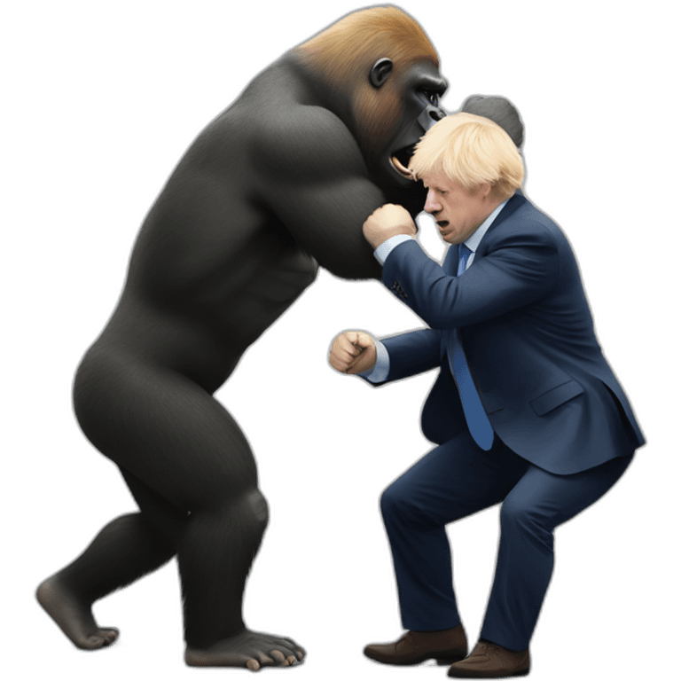 Boris Johnson fighting a gorilla emoji