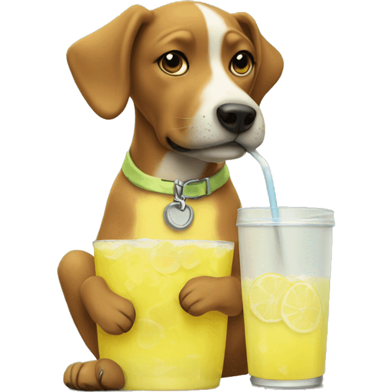 dog drinking lemonade emoji