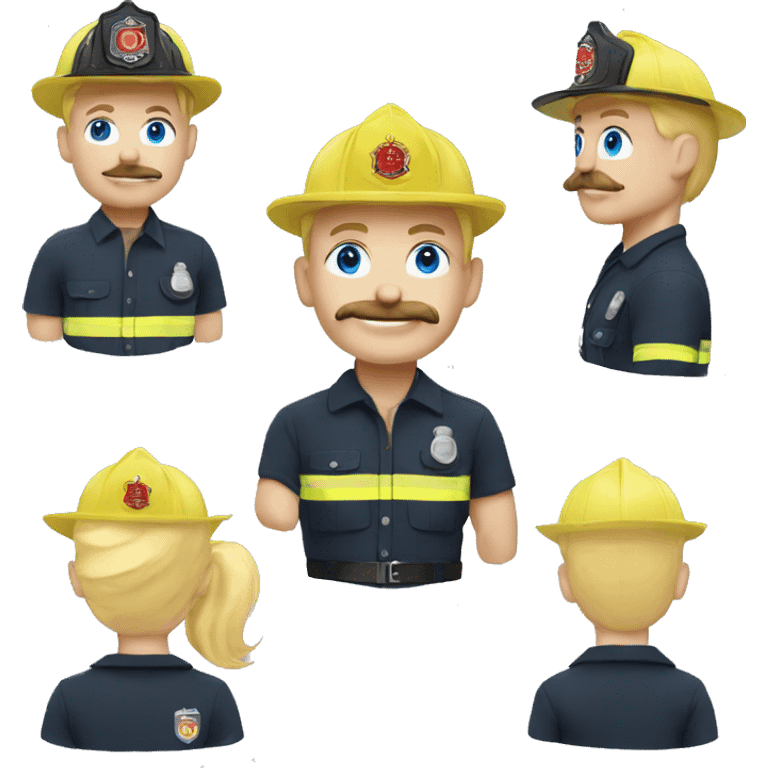 firefighter with blue eyes and blonde hair and a mustache  emoji