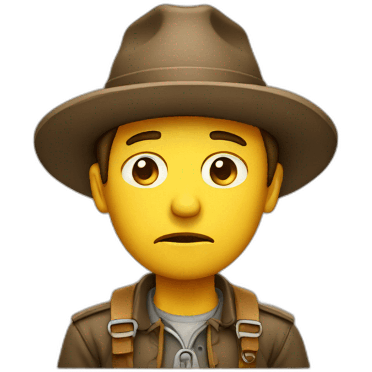 sad explorer with a hat, face emoji