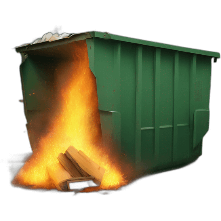 dumpster fire with cms written on it emoji