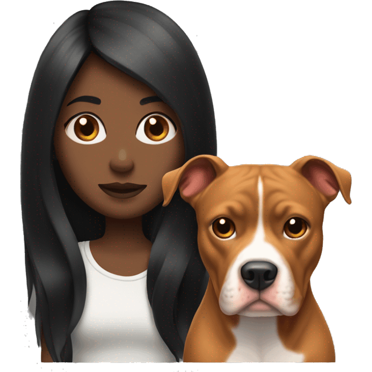 girl face with black long hair next to a red pitbull emoji