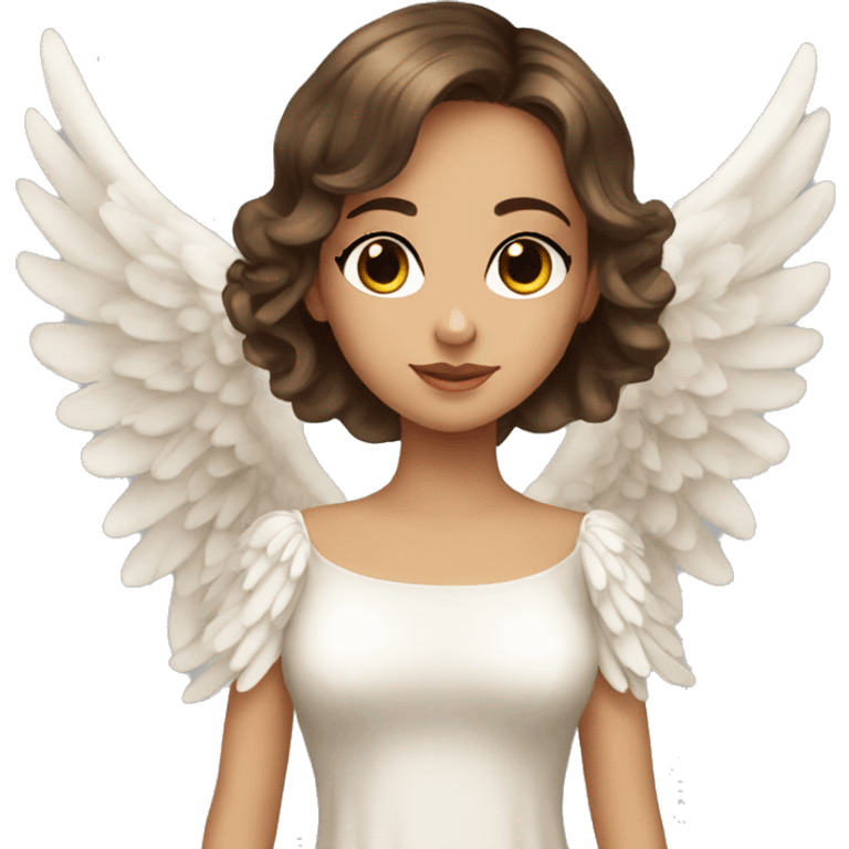 Beautiful angel wings long dress brown hair eyelashes emoji