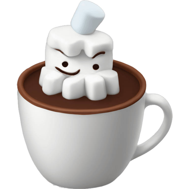 Hot chocolate in a mug with marshmallow emoji