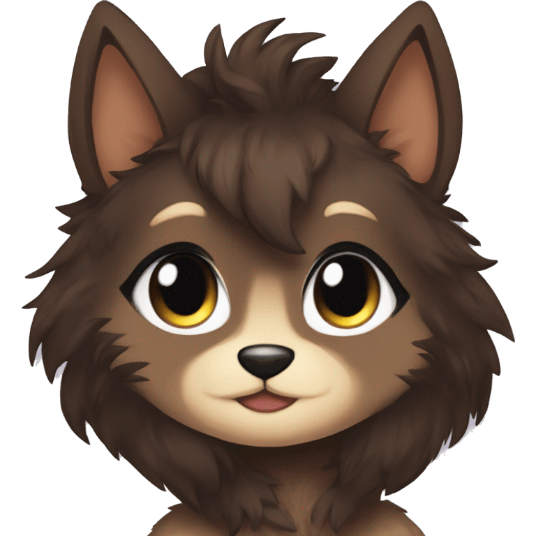 Anthro Shy Cute Cool Edgy Pretty Chibi Dark Brown Furry Animal Anthro Sona emoji