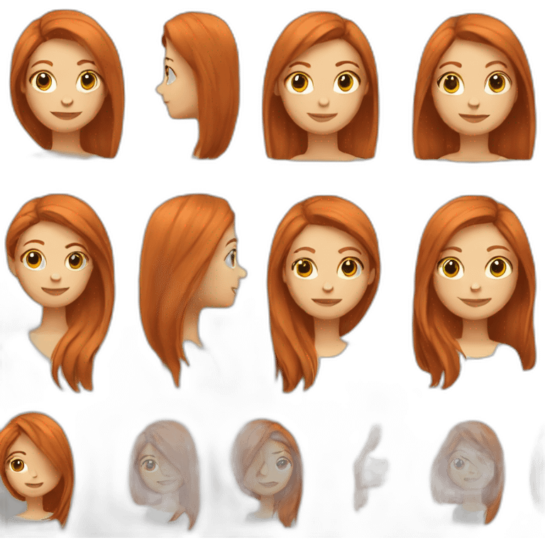 woman with hair longer than her shoulders, redhead with straight hair and notebook emoji