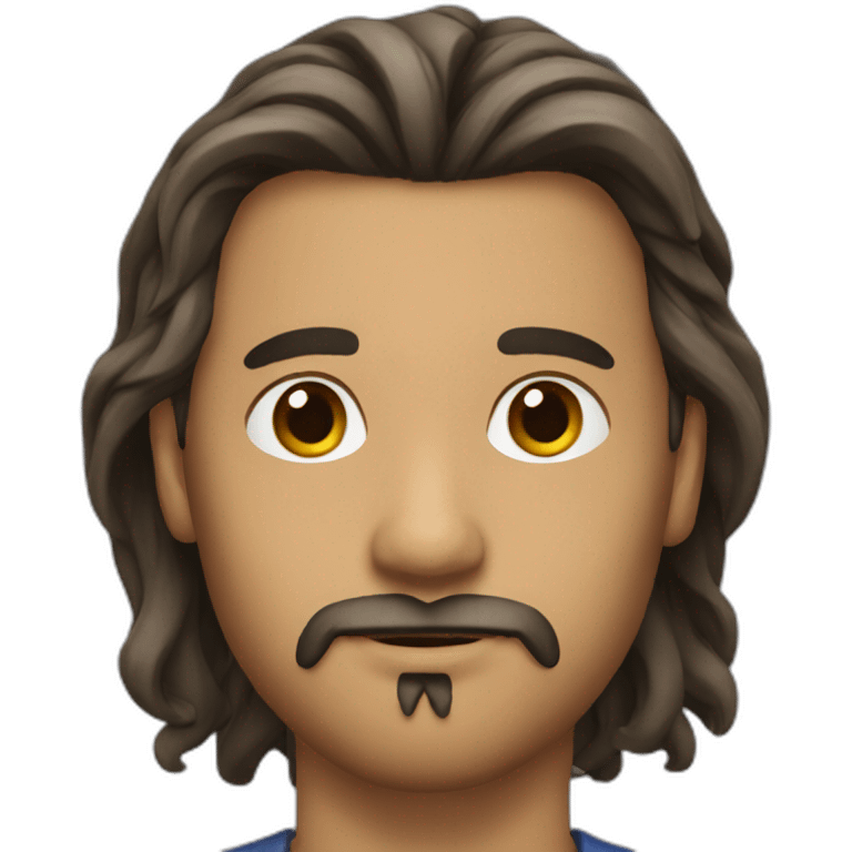 Men with long, tied hair and a goatee emoji