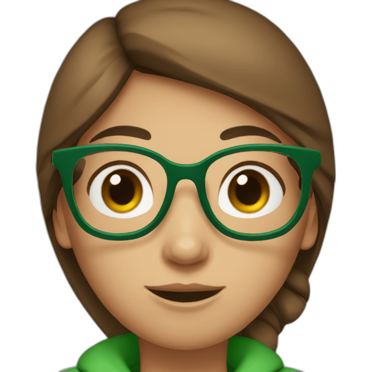 Brown haired girl with green cap and glasses emoji