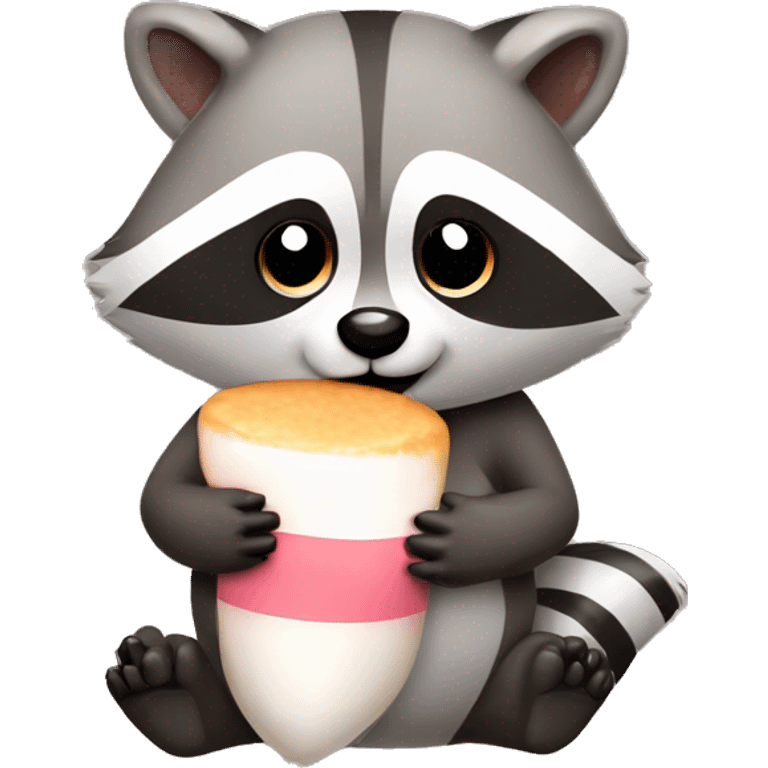 Cute raccoon eating a marshmallow  emoji