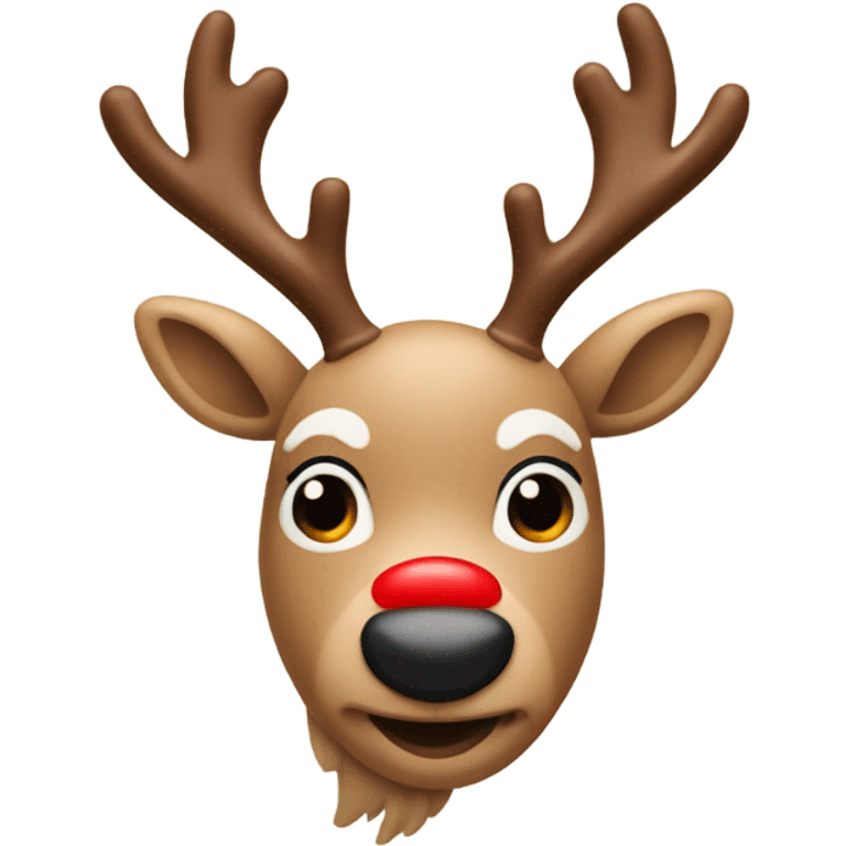 Beige Rudolph the red nose reindeer   emoji